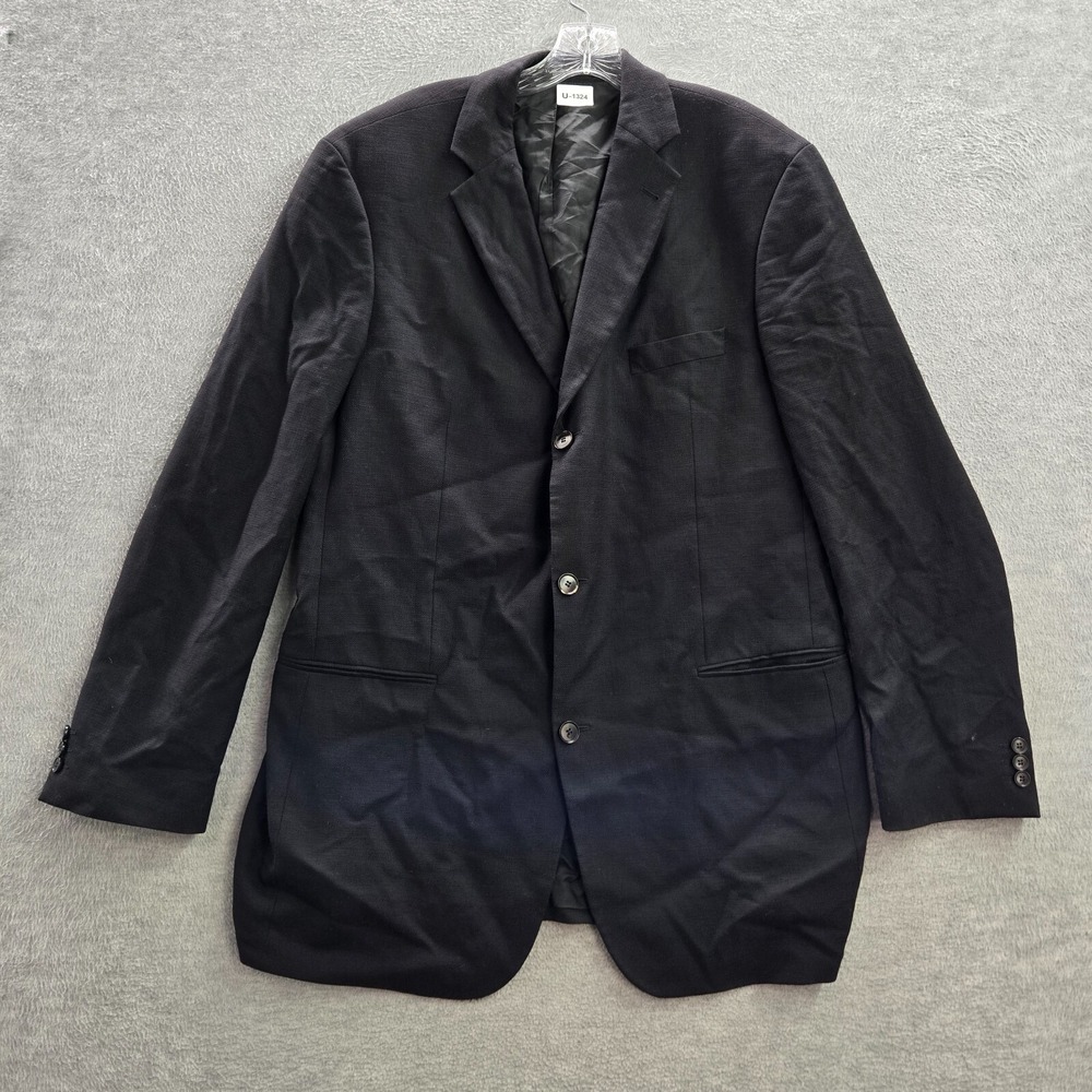 VINTAGE Hugo Boss Men Jacket 46L Black Super‎ 100 Wool Blazer Black Label